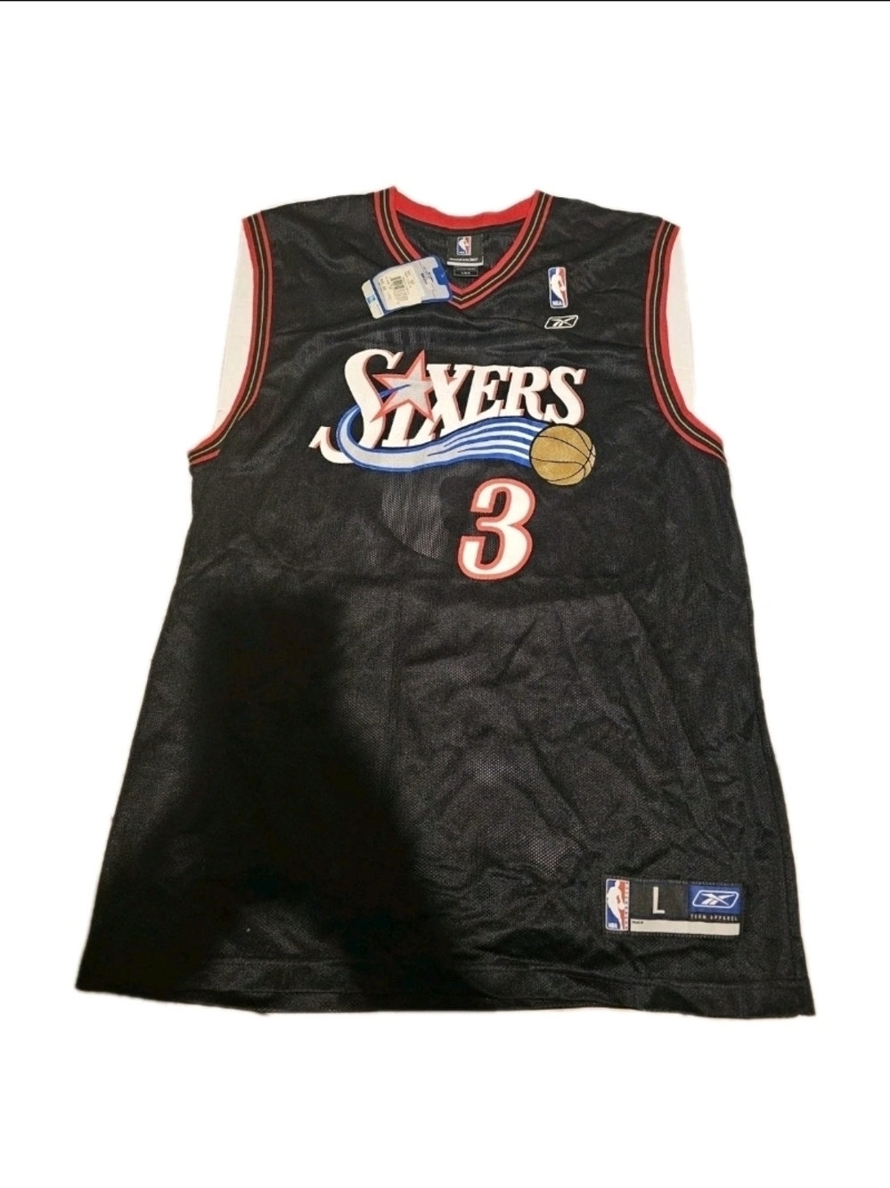 Reebok Philadelphia 76ers Allen Iverson #3 Black Mesh Jersey
